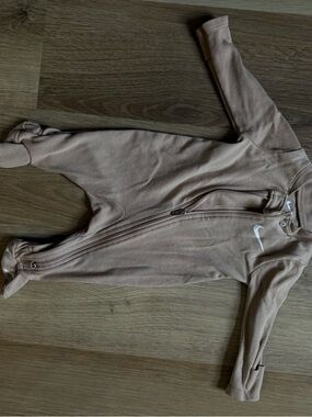 Nike Baby Zip-Up Footed Romper in Dusty Brown